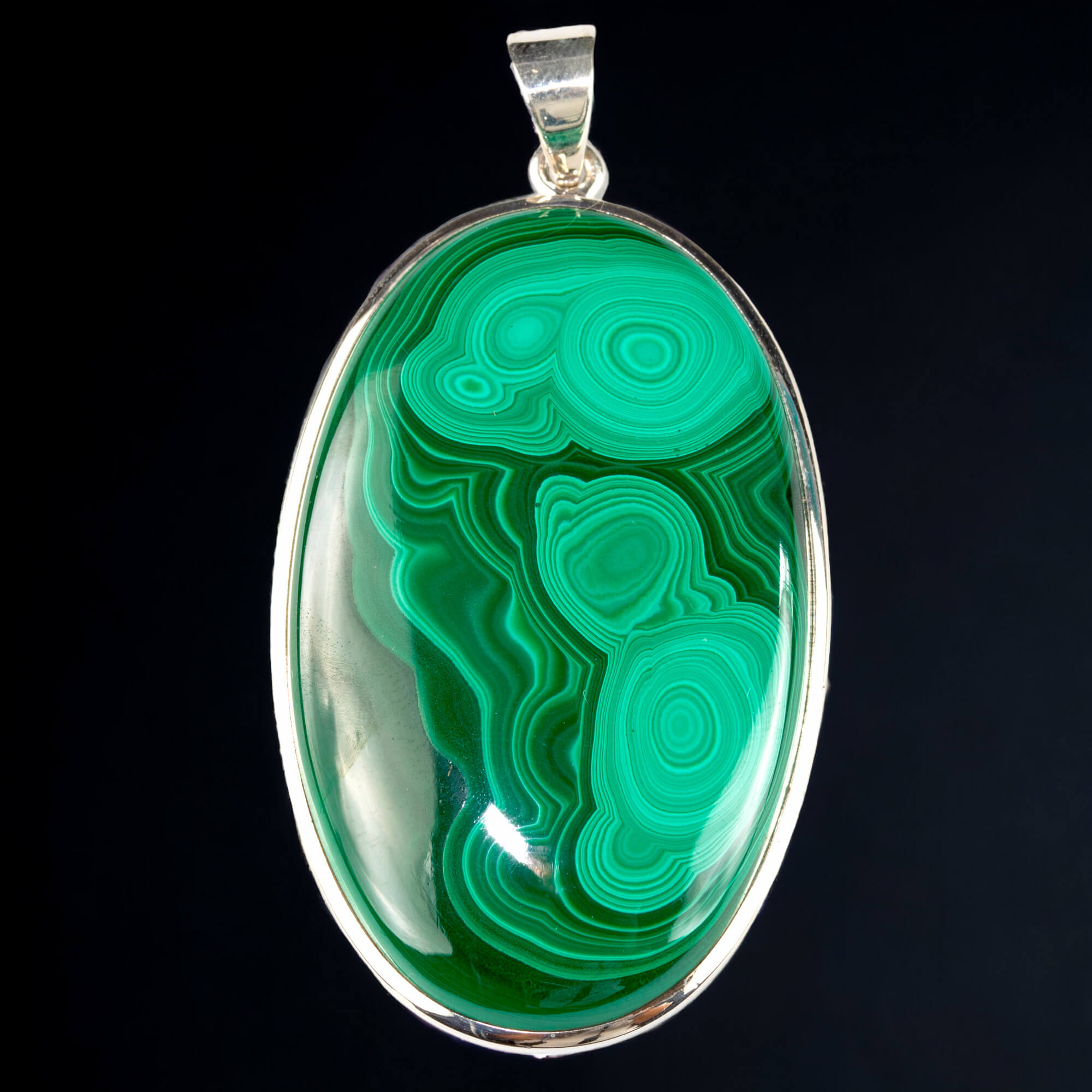 Gros pendentif ovale malachite 
